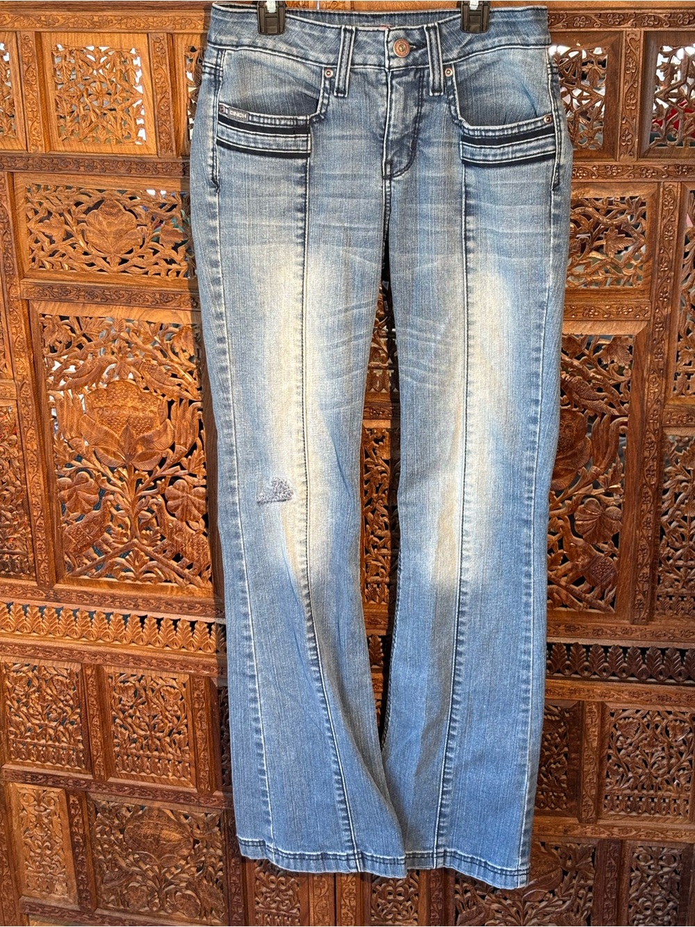 Cinch Light Blue Flare Jeans with Subtle Distressing